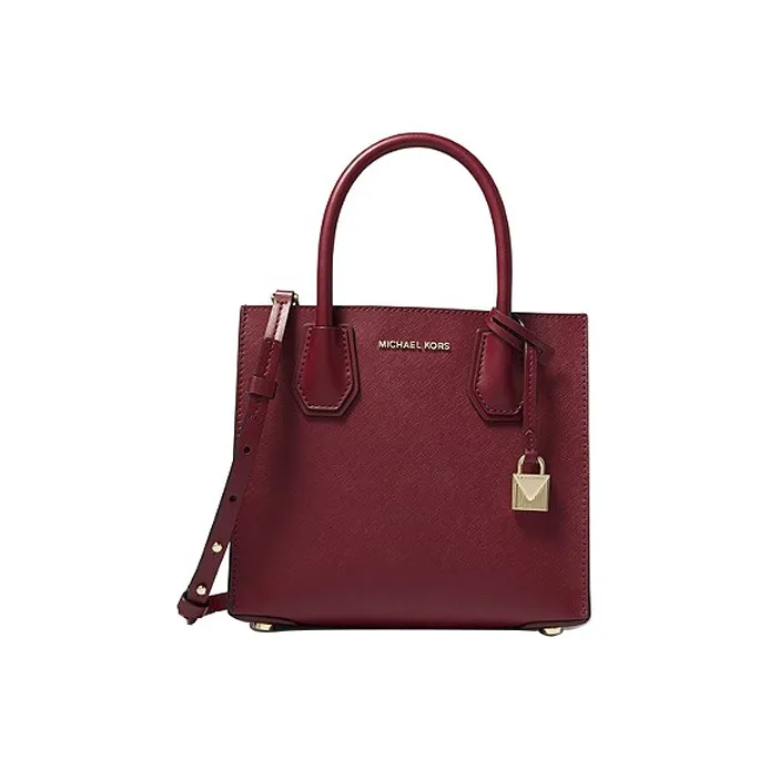 MICHAEL KORS Mercer Leather Trunk Bag Handbag Shoulder Bag Crossbody Bag Medium Size Women's Burgundy-0