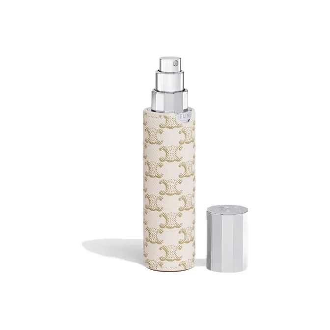 CELINE Cow Leather Perfume Bottle Travel Case With Storage Bag Unisex White-4