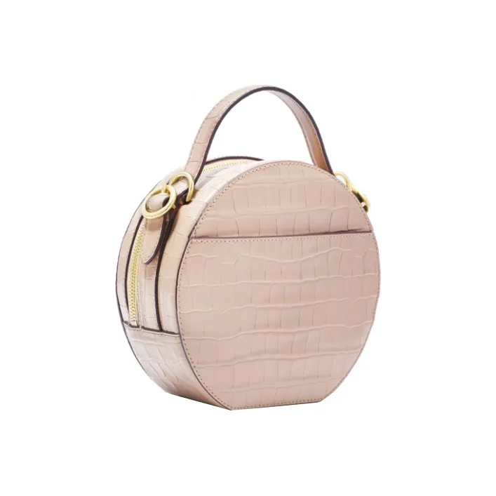 MICHAEL KORS Delaney Cow Leather Round Bag, Crossbody Bag, Shoulder Bag Medium Size Women's Pink-1