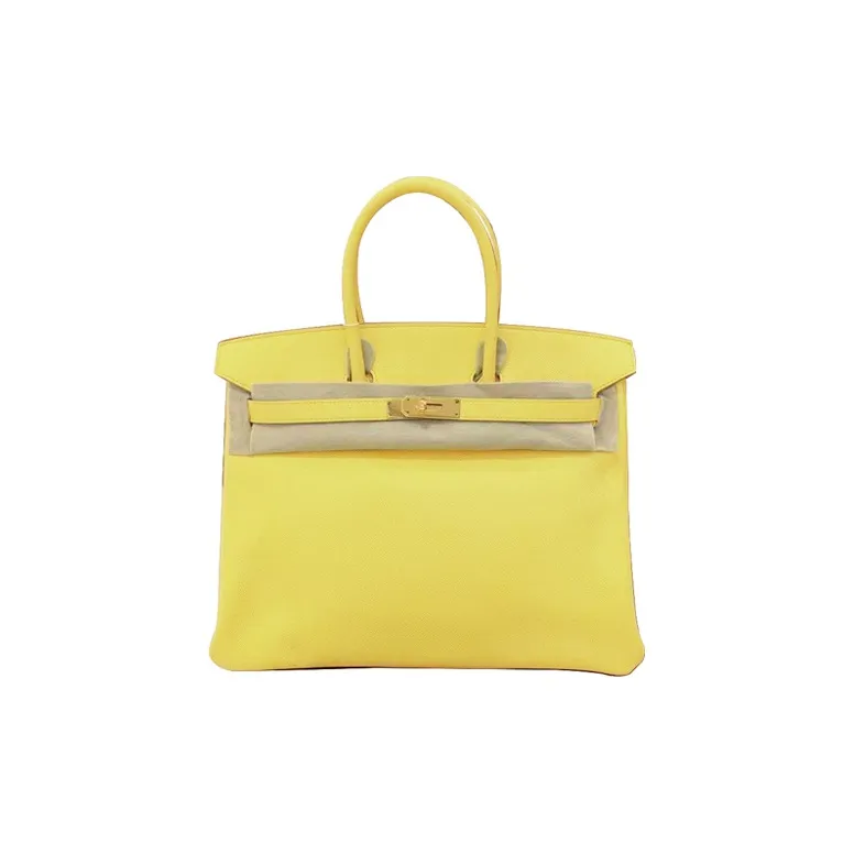 HERMES Birkin Epsom Calfskin Birkin Bag Handbags Women's 9R Lime Lemon-0