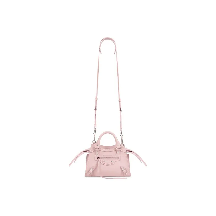 Balenciaga Neo Classic Biker Bag Grained Cow Leather Handbag Shoulder Bag Crossbody Bag Mini Women's Pink-4