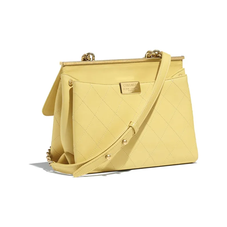 CHANEL Trendy Cc Sheepskin Crossbody Bag Women's Yellow-1