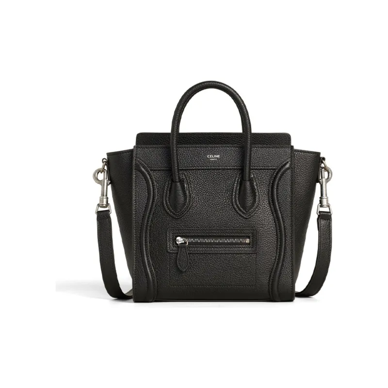 CELINE Luggage Calfskin Smiley Face Bag, Handbag, Shoulder Bag Women's Black-0