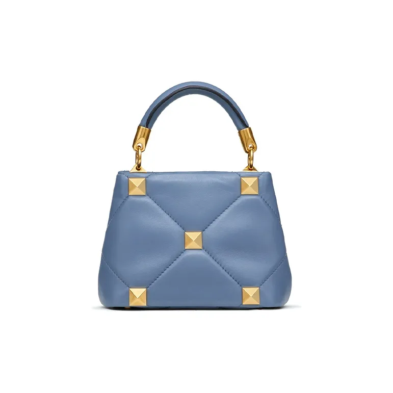 Valentino Roman Stud Sheepskin One Shoulder Handbag Crossbody Bag Mini Women's Blue-2