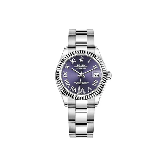 ROLEX Log Series Automatic Mechanical Movement Women's Watch 31mm Purple Watch Dial Oystersteel Case-0