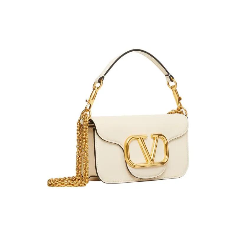 Valentino Locò Calfskin Baguette Bag One Shoulder Underarm Bag Handbag Mini Women's Clear White-1
