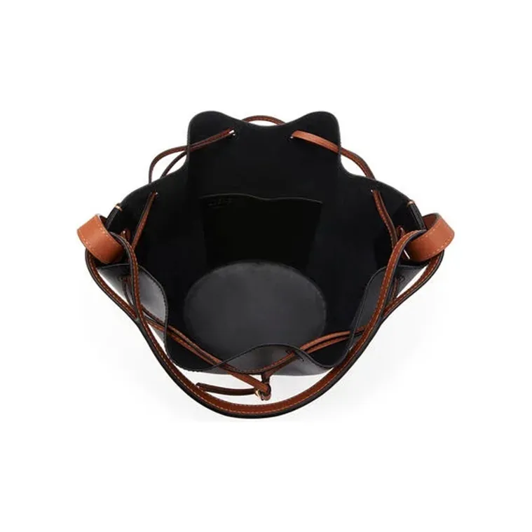 LOEWE Balloon Cow Leather Balloon Bag Bucket Bag Shoulder Bag Crossbody Bag Medium Size Women's Black/Tan-2