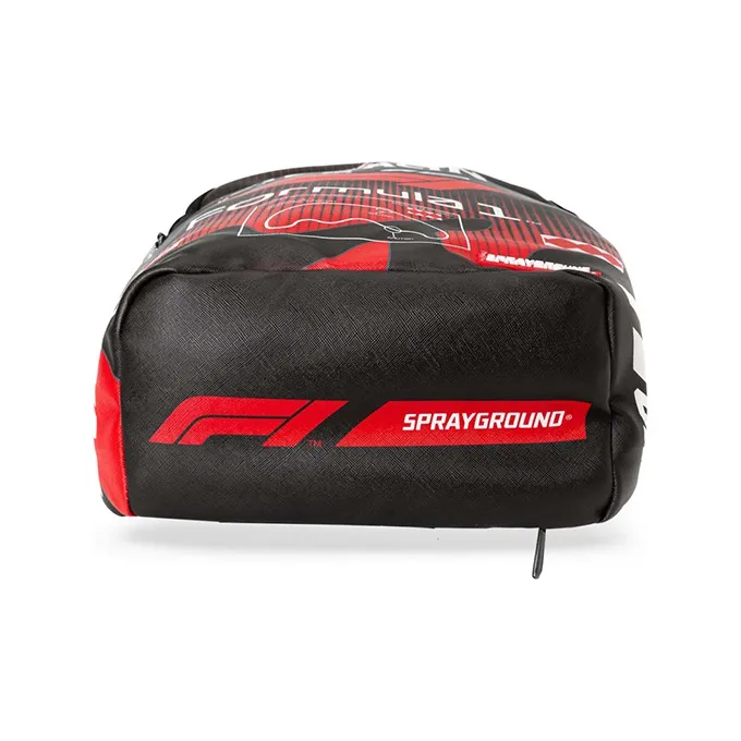 SPRAYGROUND F1 Formula One Collaboration Canvas Backpack Tubas Unisex Black Red Color Scheme-4