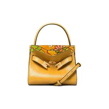 TORY BURCH Lee Radziwill Leather Shoulder Bag, Crossbody Bag Trumpets Women's Yellow