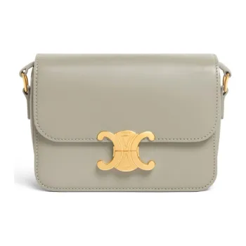CELINE Triomphe Shiny Cow Leather Shoulder Bag Crossbody Bag Handbag Shoulder Bag Women's Gray Green