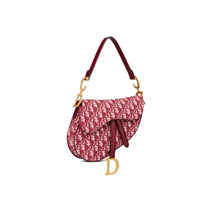 DIOR SaddleOBLIQUE Embroidery One Shoulder Handbags Women's Burgundy-1