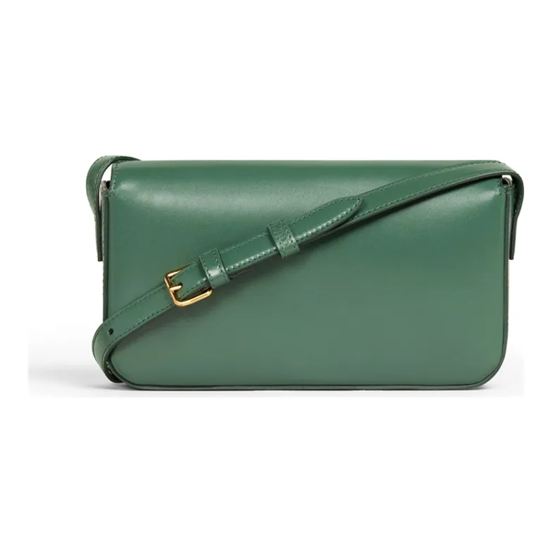 CELINE Triomphe Shiny Cow Leather Shoulder Bag, Handbag, Shoulder Bag Women's Candy Forest Green-2