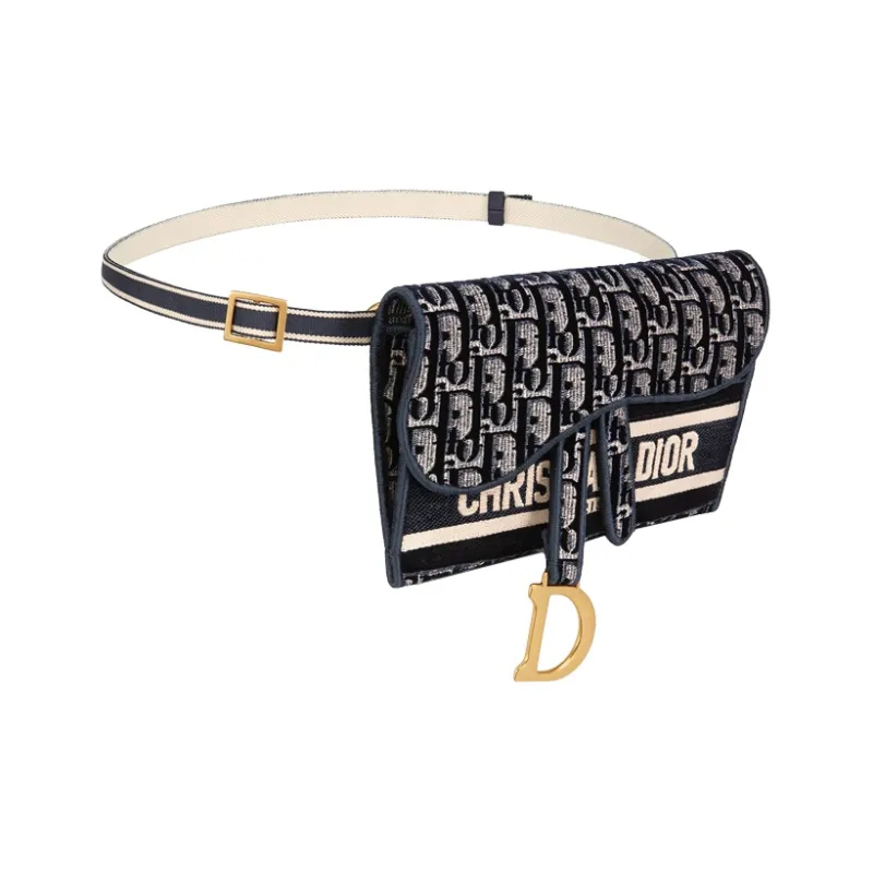 DIOR Saddle Velvet Saddle Bag Clutch Crossbody Bag Fanny Pack Women's Blue-1