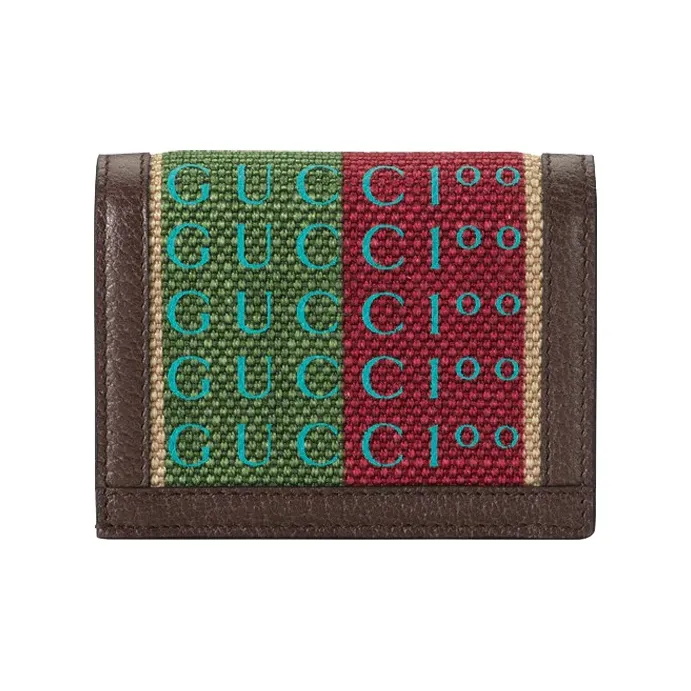 GUCCI Canvas Leather Binding Canvas Bag, Wallet, Card Holder Women's Brown & Multicolor-2