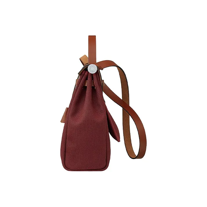 HERMES Herbag Canvas Leather Handbag Shoulder Bag Crossbody Bag Women's Dark Orange-1