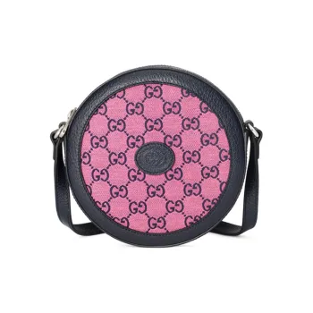 GUCCI Canvas With Leather Round Cake Bag Shoulder Bag Crossbody Bag Regular Women's Pink/Dark Blue