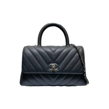 CHANEL COCO Handle Cow Leather Shoulder Bag Crossbody Bag Handbags Regular Women's Gray