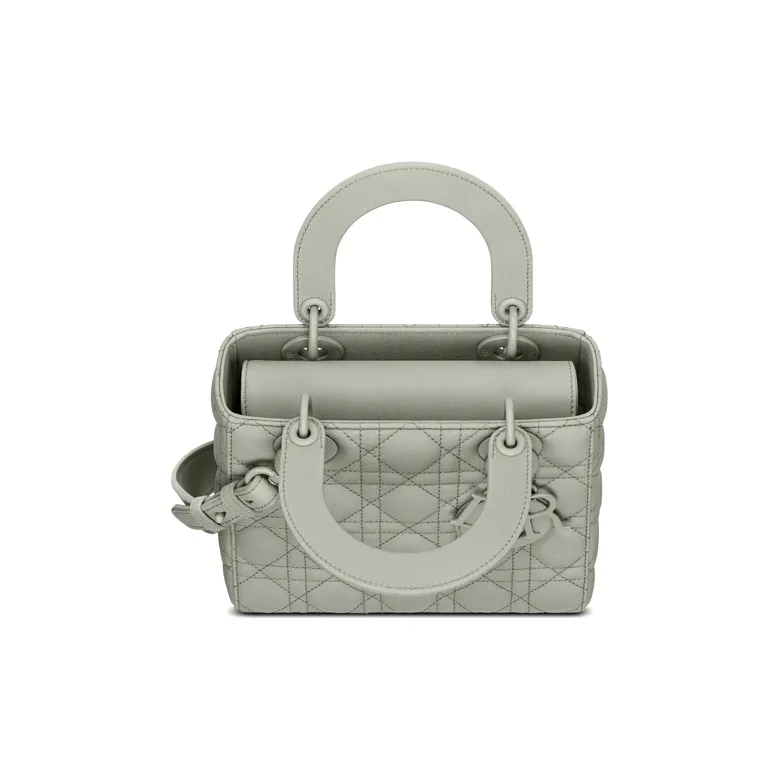 DIOR Lady Dior Calfskin Shoulder Bag Crossbody Bag Handbag Small Size Women's Gray-2