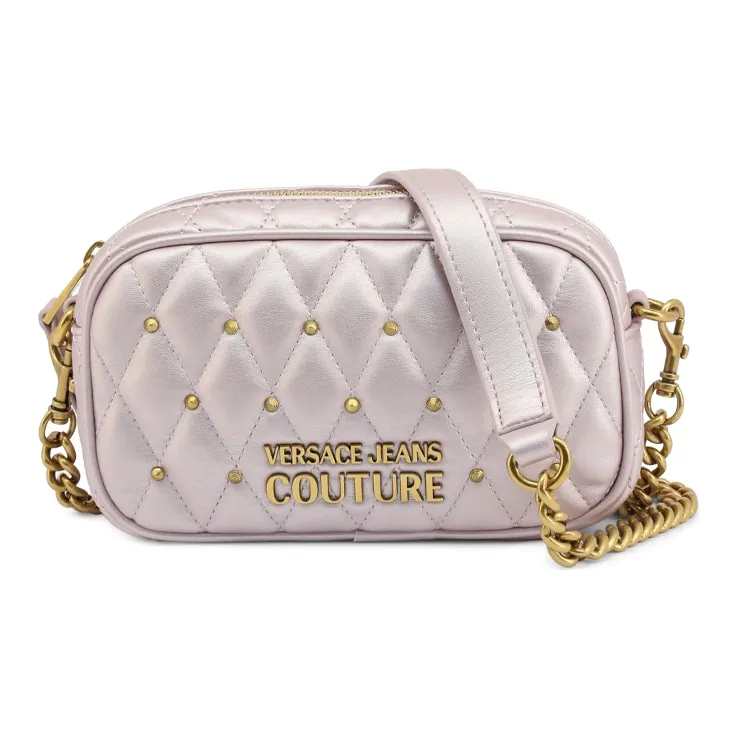VERSACE JEANS COUTURE Leather Small Square Bag, Camera Bag, Shoulder Bag, Crossbody Bag Women's Pink-0