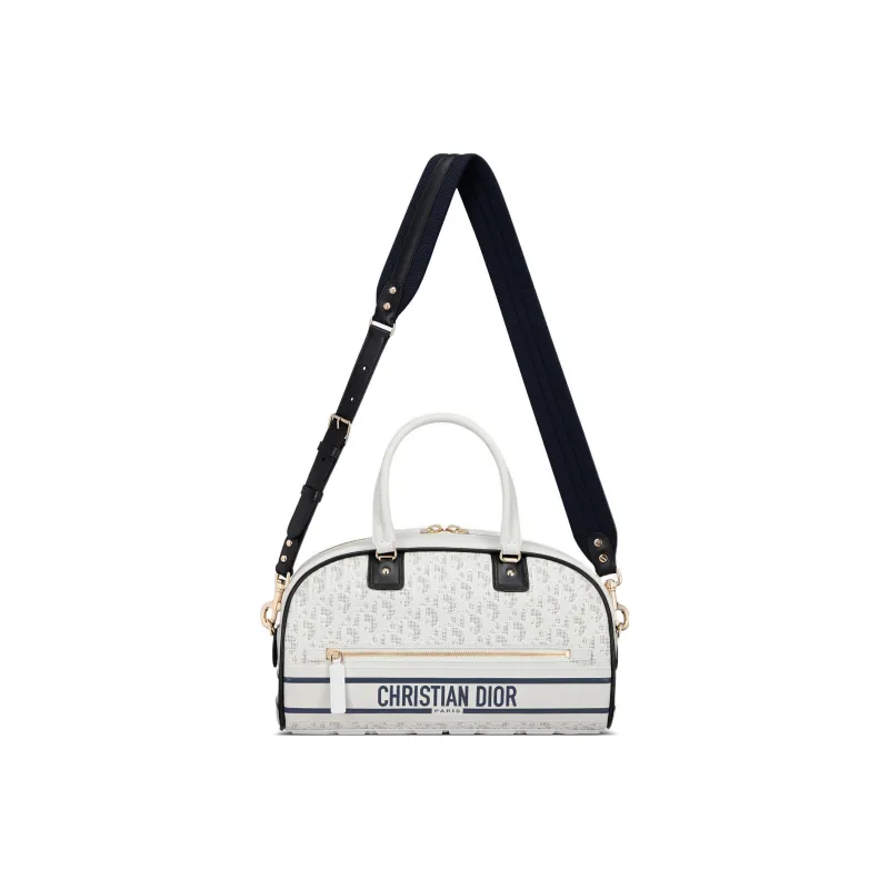 DIOR VibeOBLIQUE Rubber Bowling Bag Shoulder Bag Crossbody Bag Handbags Medium Size Women's White-1