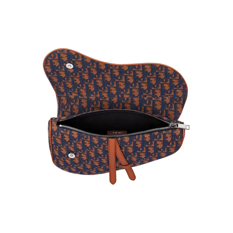DIOR Saddle Nylon Fabric Saddle Bag Shoulder Bag Sling Bag Men's Navy And Camel-2