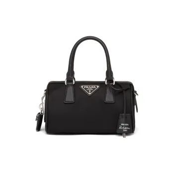 PRADA Re Edition Leather, Nylon Handbag Women's Black