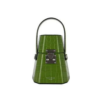 YESE STUDIO Crocodile Embossed Cow Leather Handbag Medium Size Women's Green