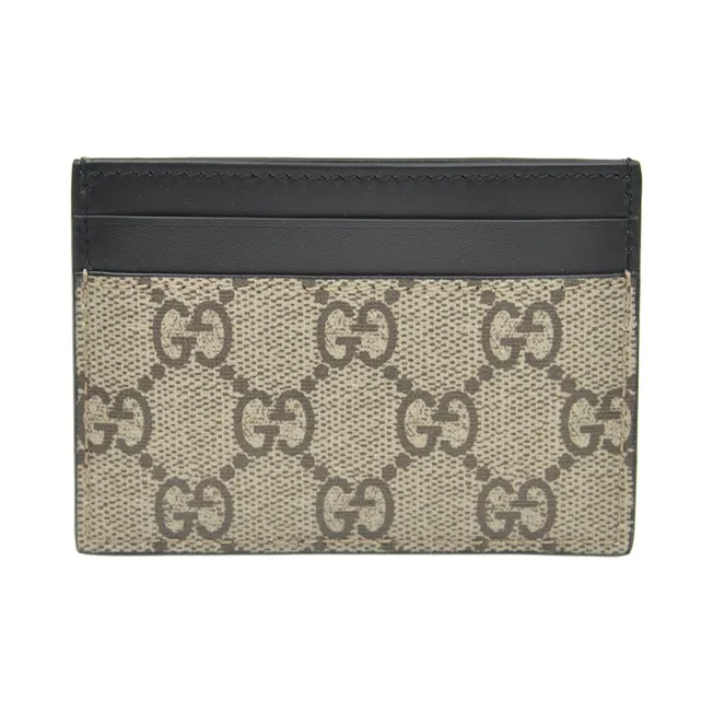 GUCCI Canvas With Leather Card Clip Card Holder Men's Ebony & Black-2