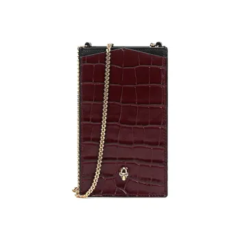 Alexander McQueen Leather Shoulder Bag, Crossbody Bag, Cell Phone Pouch Women's Burgundy