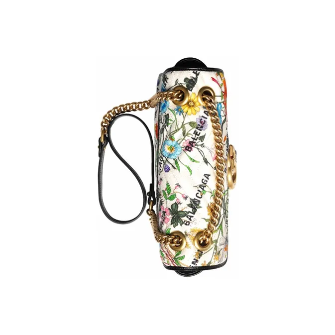 GUCCI GG Marmont Canvas With Leather Shoulder Bag Crossbody Bag Small Size Women's Multicolor-4