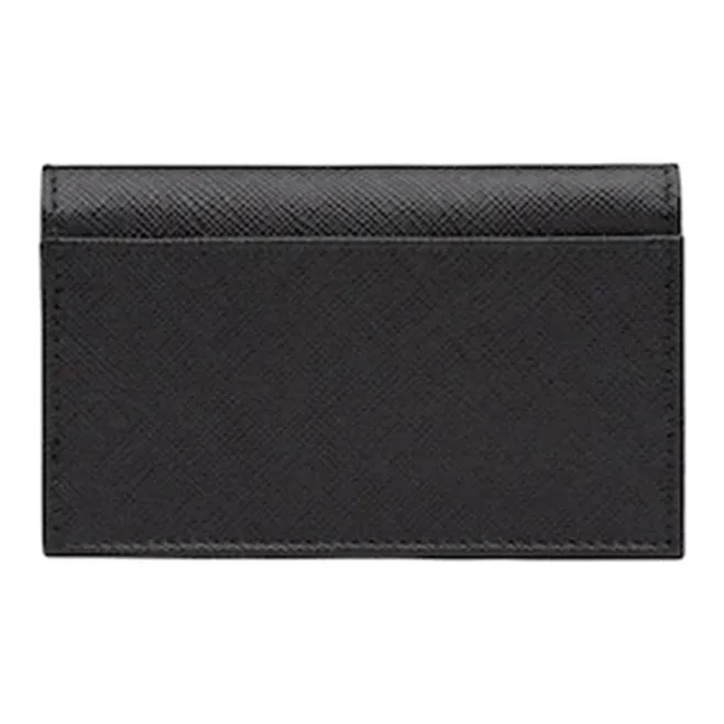 PRADA Saffiano Leather Card Holder Wallet Unisex Black-1