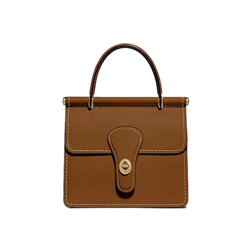 COACH Willis Leather Handbag, Shoulder Bag, Crossbody Bag Small Size Women's Brown