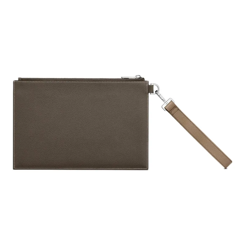 DIOR Grained Calfskin Zip Closure A5 Wallet Clutch Men's Ebony Black-2