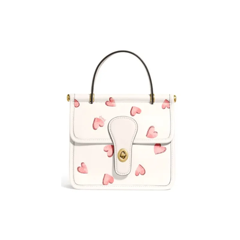 COACH Willis Fabric Crossbody Handbag, Shoulder Bag Trumpets Women's White-0