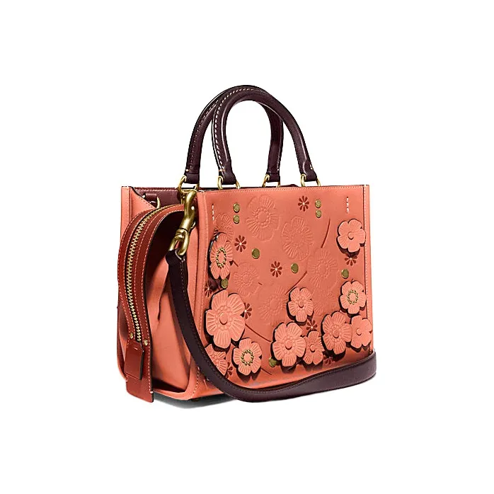 COACH Rogue Cow Leather Shoulder Bags Handbags Medium Size Women's Orange Brown-1