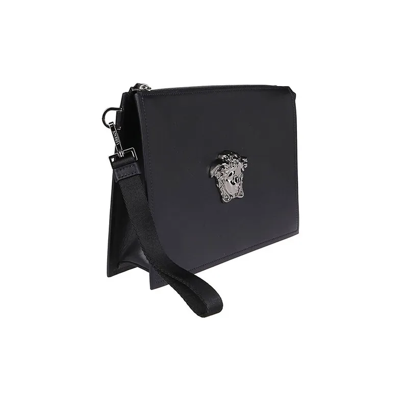 VERSACE Leather Coin Purse, Briefcase, Clutch Regular Men's Black-1