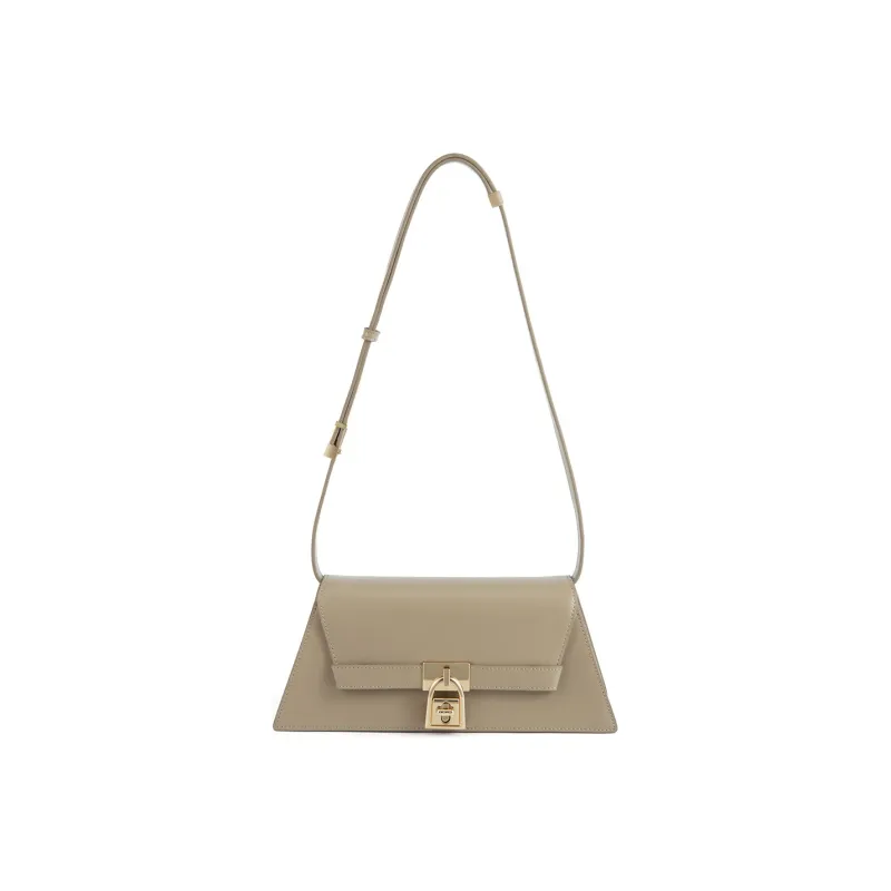 C.LI Cow Leather Baguette Shoulder Bag Women's Chestnut Mouse Brown-0