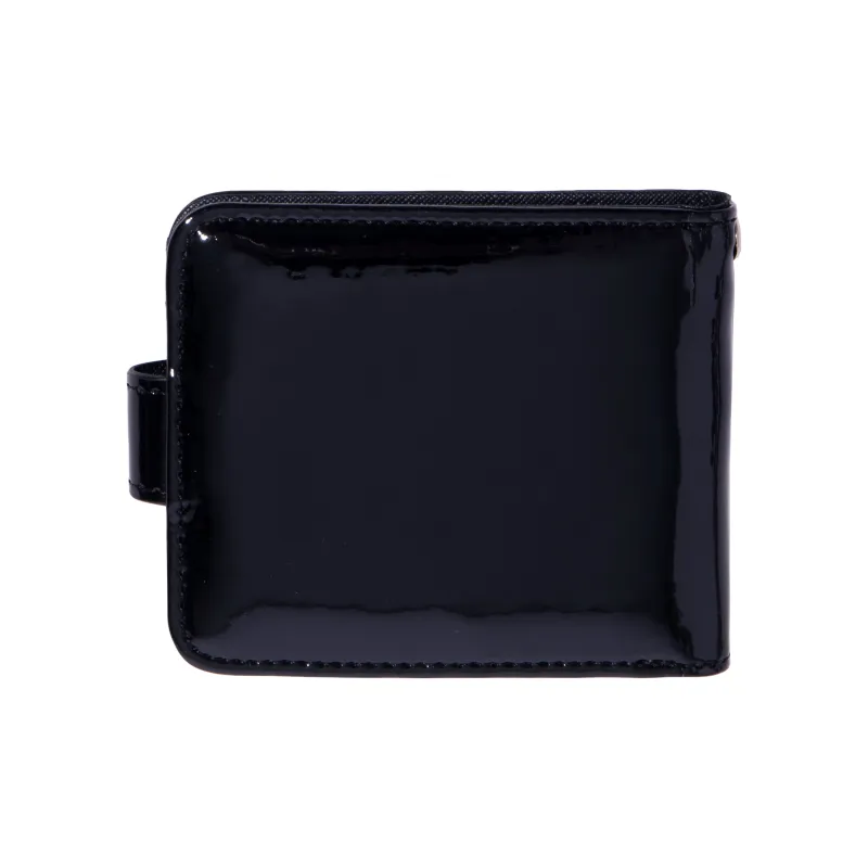 KILLWINNER Patent Leather Small Charm Coin Purse Wallet Mini Unisex Black-5