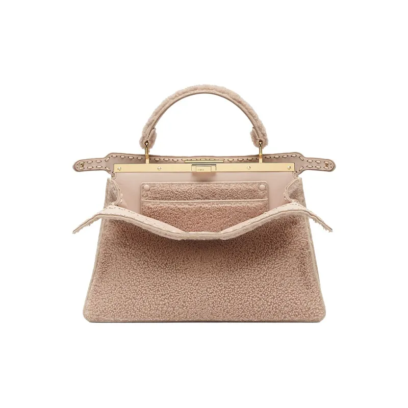 FENDI Peekaboo ISeeU Sheepskin Shoulder Bag, Crossbody Bag, Handbag Large Size Women's Pink, Candy-1