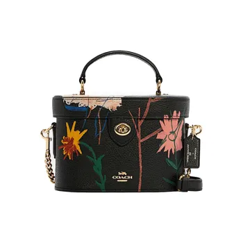 COACH Basquiat Collaboration PVC Makeup Bag Box Bag Handbag Crossbody Bag Small Size Women's Black Print