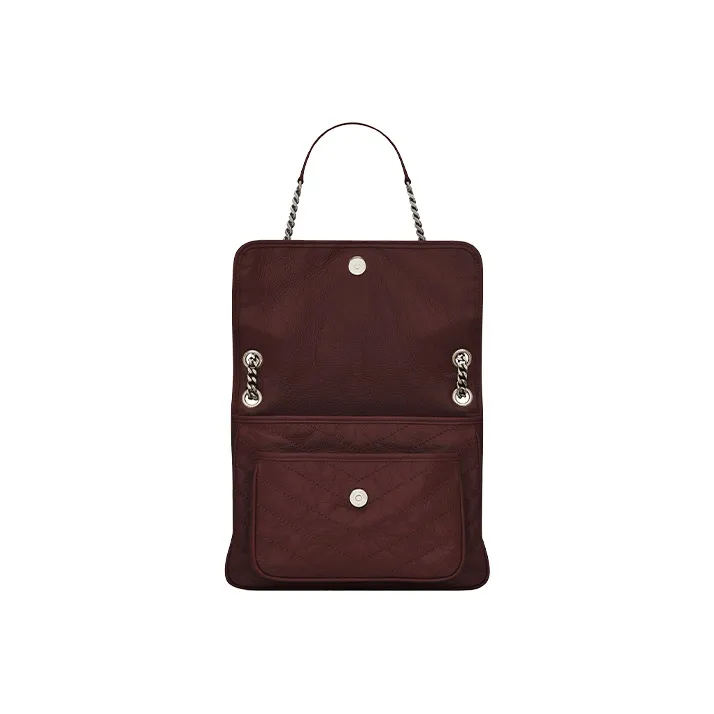 SAINT LAURENT Cow Leather Hobo Bag, Shoulder Bag, Crossbody Bag Medium Size Women's Burgundy-2