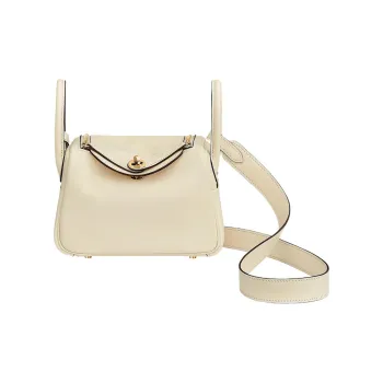 HERMES Lindy Swift Calfskin Shoulder Bag Crossbody Bag Handbag Mini Women's Cream White