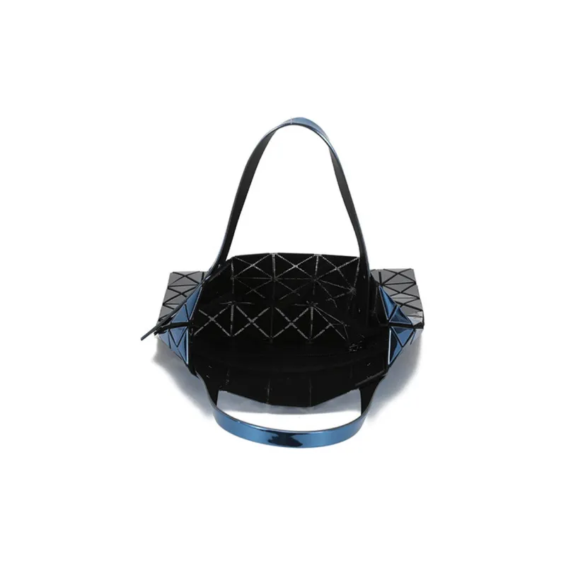 ISSEY MIYAKE Platinum PVC Tote Bag, Shopping Bag, Handbag Regular Women's Metal Blue Gray-5