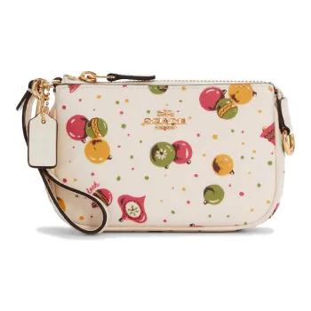 COACH Nolita Canvas Leather Pochette, Shoulder Bag, Wrist Bag, Clutch Small Size Women's White
