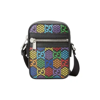 GUCCI Canvas With Leather Camera Bag Shoulder Bag Crossbody Bag Unisex Black & Multicolor