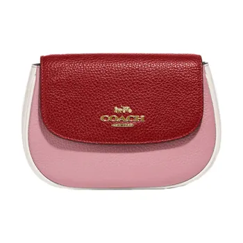 COACH Saddle Pebbled Leather Saddle Bag Fanny Pack Small Size Women's Pink