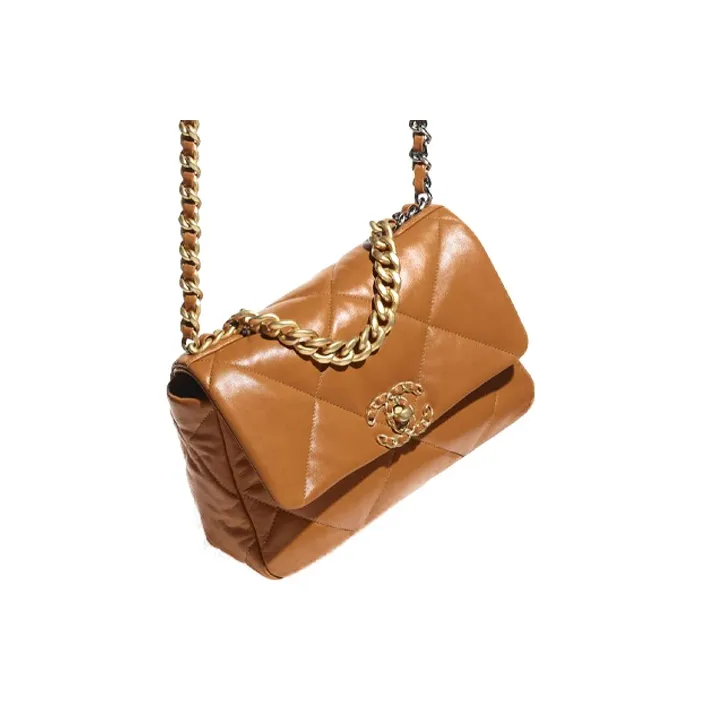 CHANEL 19Bag Lambskin Portable Crossbody Bag, Shoulder Bag Women's Brown-2