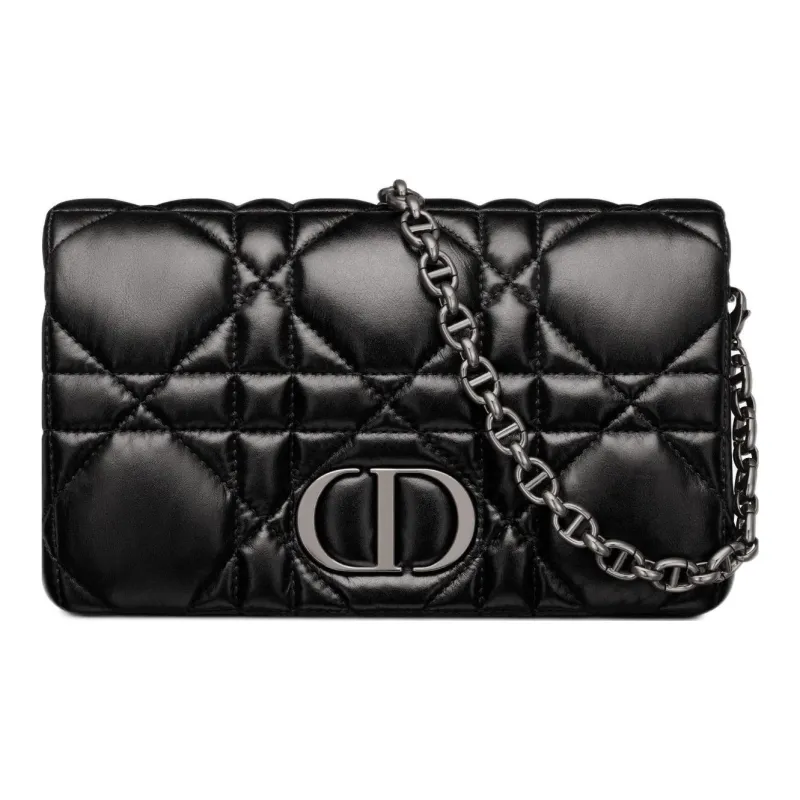 DIOR Cow Leather Shoulder Bag Crossbody Bag Clutches Regular Women's Black Silver-0