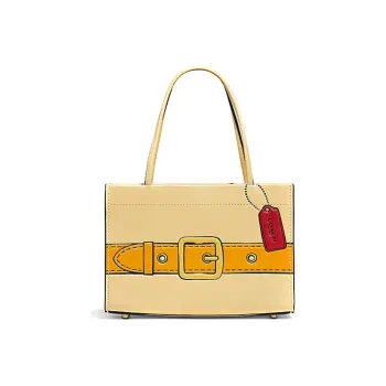 COACH Cowhide Leather Tote Bag, Shopping Bag, Handbag Small Size Women's Pink