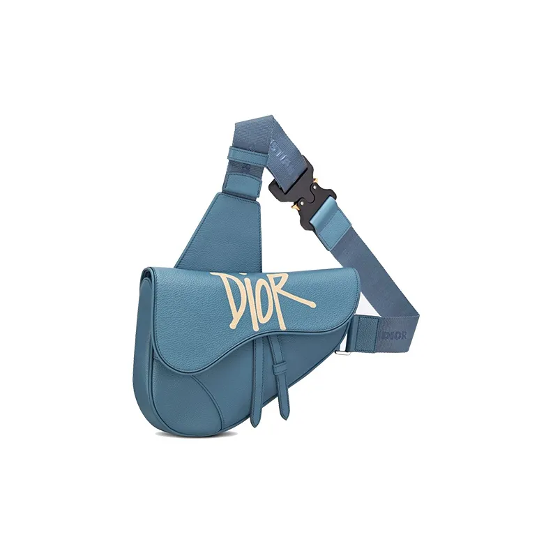 DIOR Saddle Cow Leather Saddle Bag Shoulder Bag Crossbody Bag Men's Blue-1